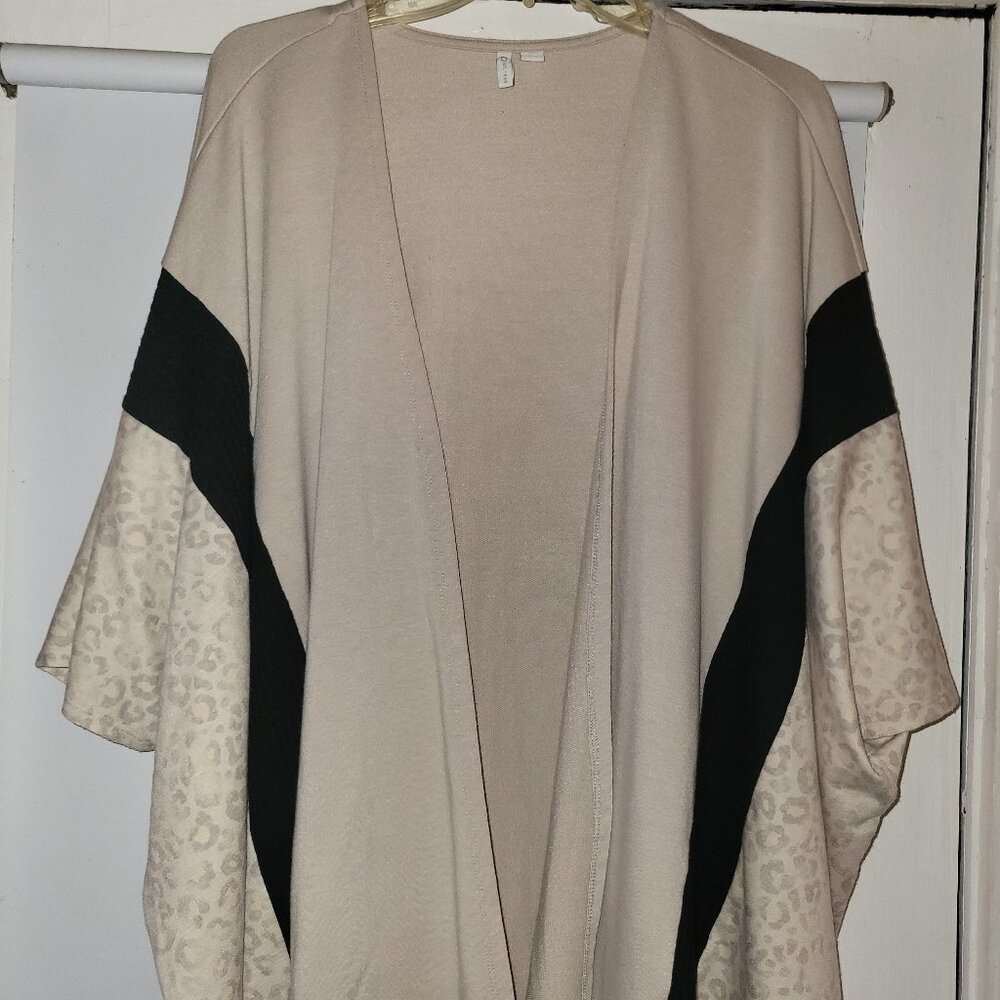Cato Open Front Cardigan Beige w/Animal Print Size 18/20W
